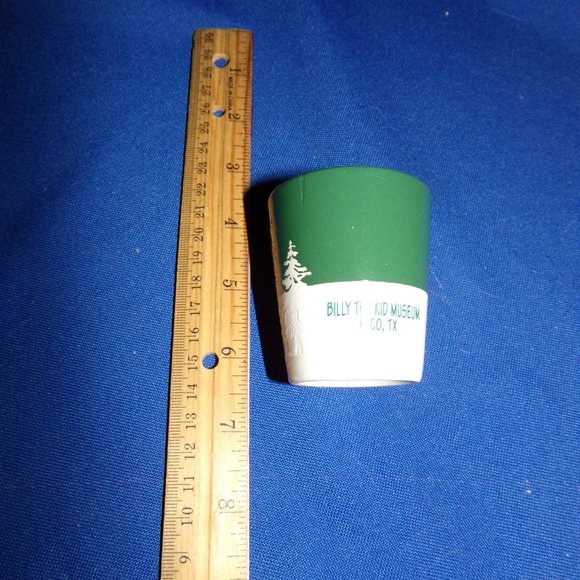 Vintage "Billy the Kid Museum" Shot Glass - Green & White Glass - Picture 8 of 8